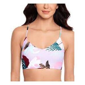986 salt + Cove  just Fronds Lace-Back Midkini Bikini Top Lavender Multi  L nwot